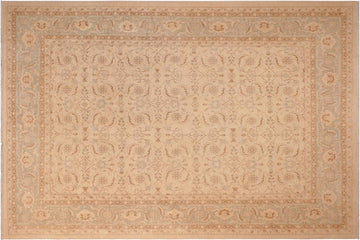 handmade Transitional Kafkaz Chobi Ziegler Beige Green Hand Knotted RECTANGLE 100% WOOL area rug 8 x 10